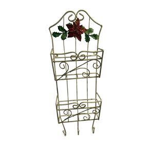 Metal hanging key Rack letter organizer flowers (some rust)18x6.5"
